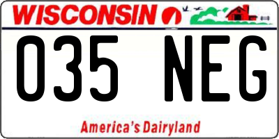 WI license plate 035NEG