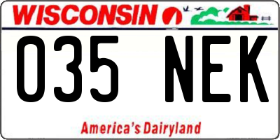 WI license plate 035NEK