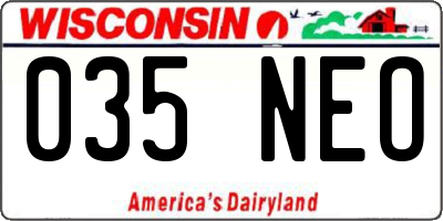 WI license plate 035NEO