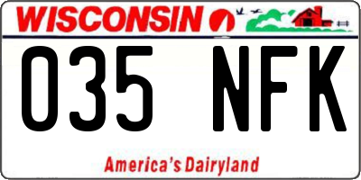 WI license plate 035NFK