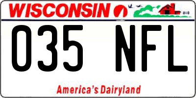 WI license plate 035NFL