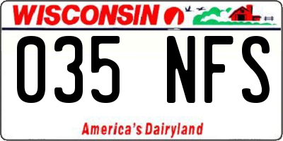 WI license plate 035NFS