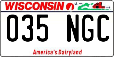 WI license plate 035NGC