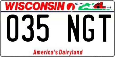 WI license plate 035NGT