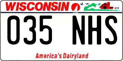 WI license plate 035NHS