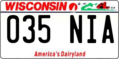 WI license plate 035NIA
