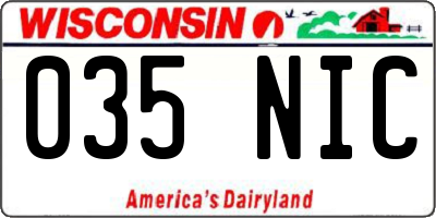 WI license plate 035NIC