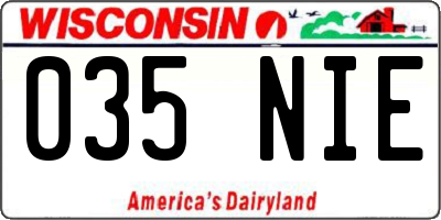 WI license plate 035NIE