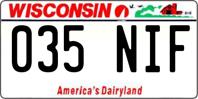 WI license plate 035NIF