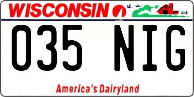 WI license plate 035NIG