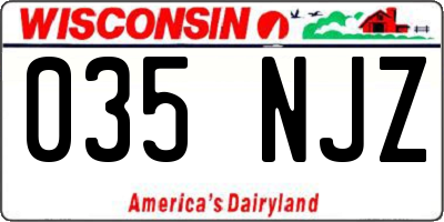 WI license plate 035NJZ