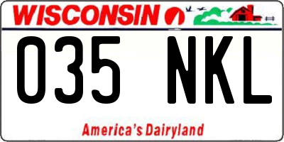 WI license plate 035NKL