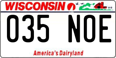 WI license plate 035NOE