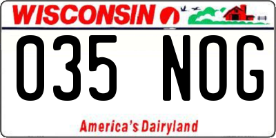 WI license plate 035NOG