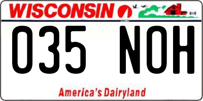WI license plate 035NOH