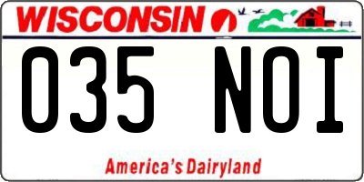WI license plate 035NOI