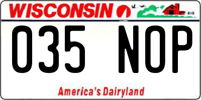 WI license plate 035NOP