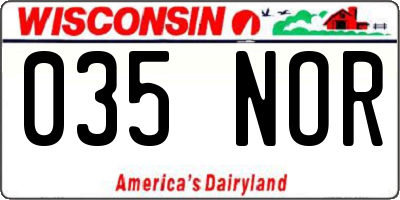 WI license plate 035NOR