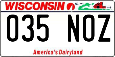 WI license plate 035NOZ