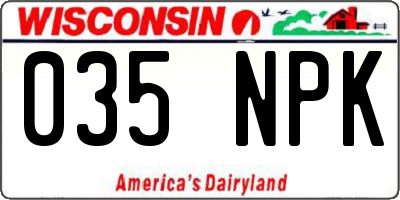 WI license plate 035NPK