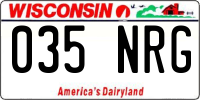 WI license plate 035NRG