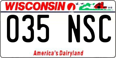 WI license plate 035NSC