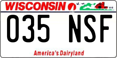 WI license plate 035NSF