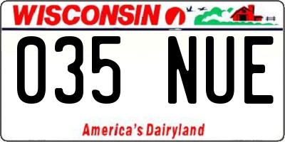 WI license plate 035NUE