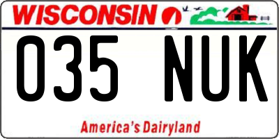 WI license plate 035NUK