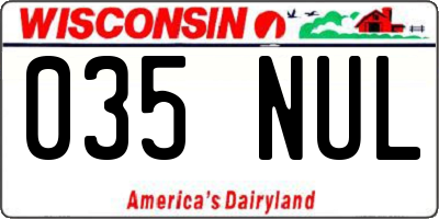 WI license plate 035NUL
