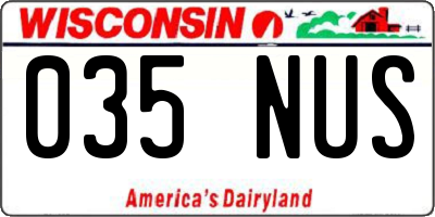 WI license plate 035NUS
