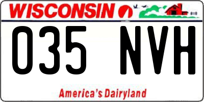 WI license plate 035NVH