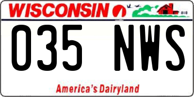 WI license plate 035NWS