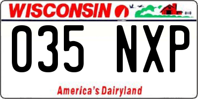 WI license plate 035NXP