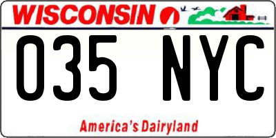 WI license plate 035NYC