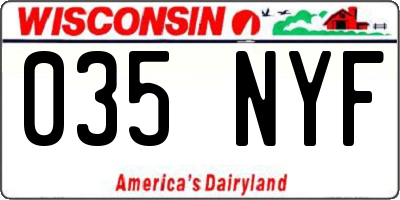 WI license plate 035NYF