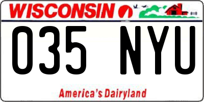 WI license plate 035NYU