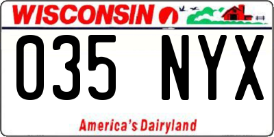 WI license plate 035NYX
