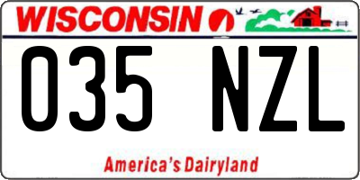 WI license plate 035NZL