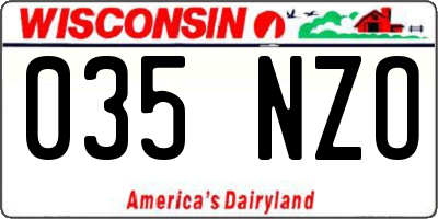 WI license plate 035NZO