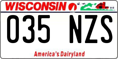 WI license plate 035NZS