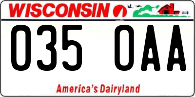 WI license plate 035OAA