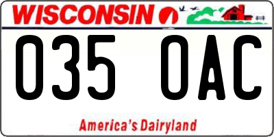 WI license plate 035OAC