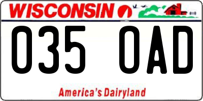 WI license plate 035OAD