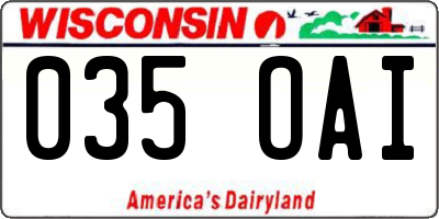 WI license plate 035OAI