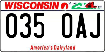 WI license plate 035OAJ