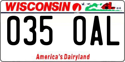 WI license plate 035OAL