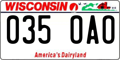 WI license plate 035OAO
