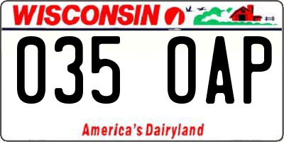 WI license plate 035OAP