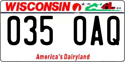 WI license plate 035OAQ